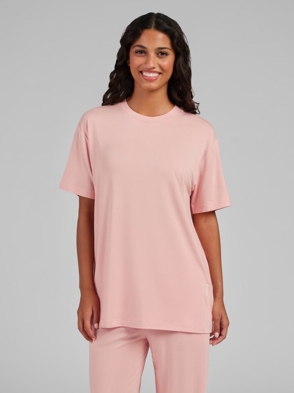 Comfrt Cloud Lounge Tee Peach XS Oversized Soft Loungewear Short Sleeve Tee